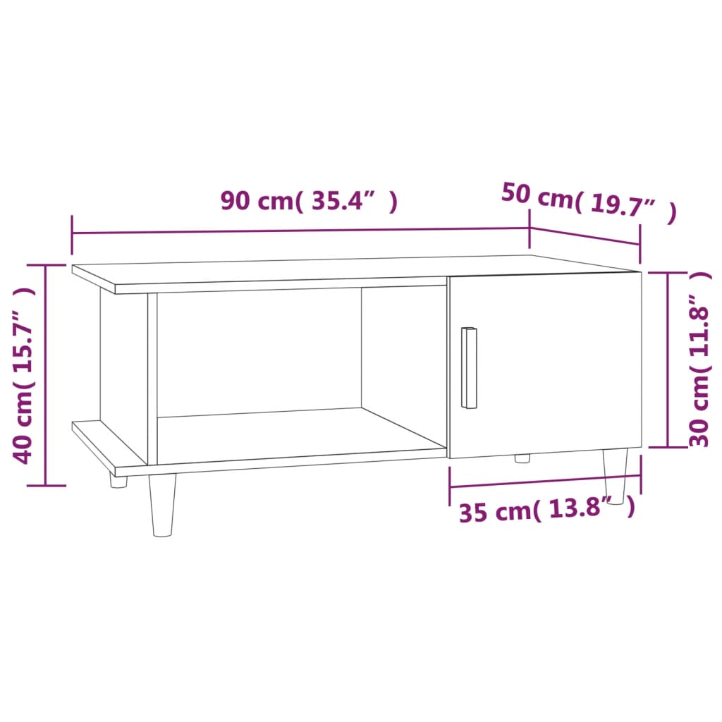 sofabord 90x50x40 cm konstrueret træ sort