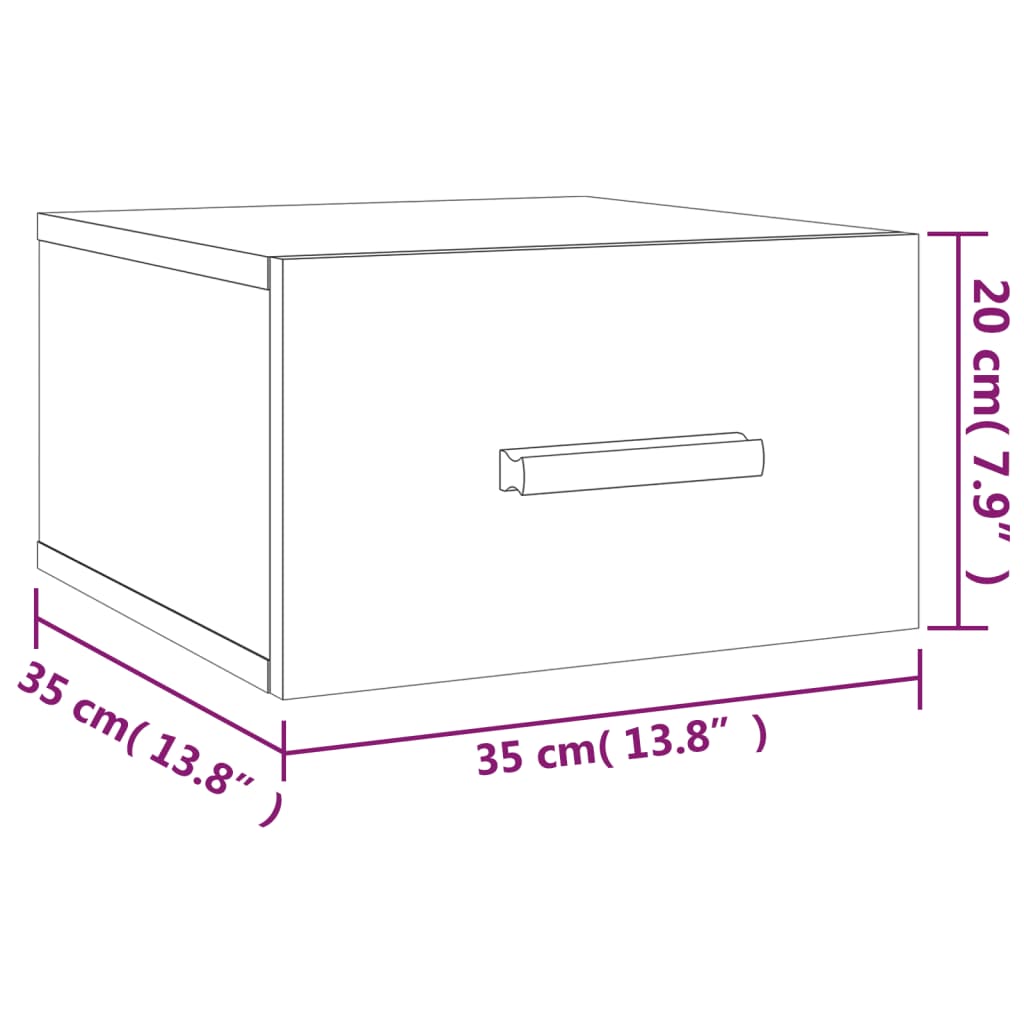 væghængte sengeborde 2 stk. 35x35x20 cm hvid