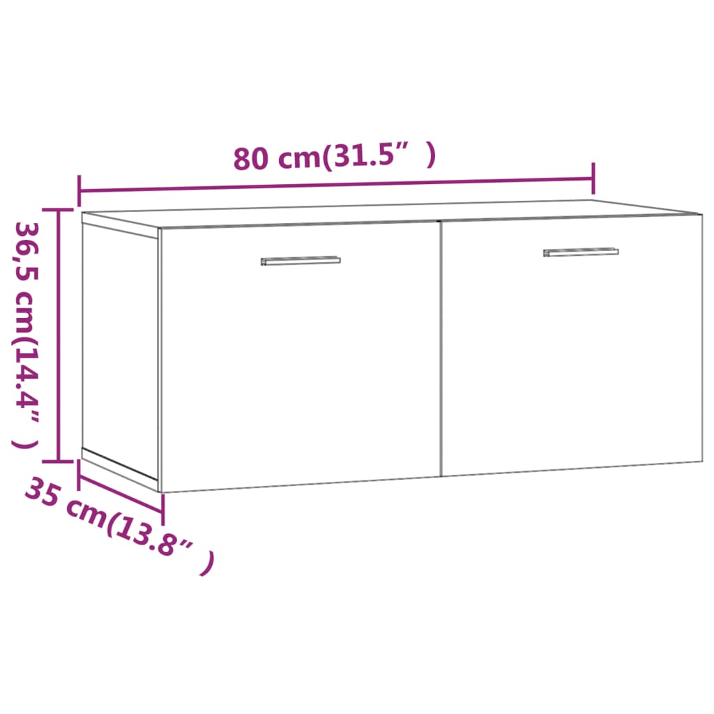 vægskab 80x35x36,5 cm konstrueret træ hvid højglans