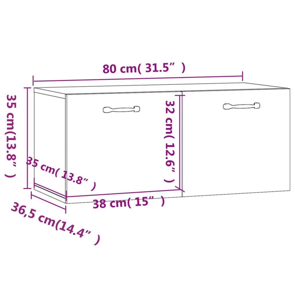 vægskab 80x36,5x35 cm konstrueret træ betongrå