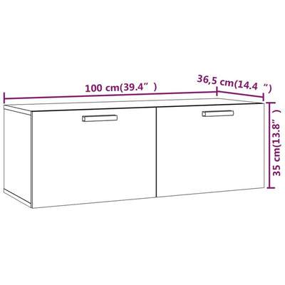 vægskab 100x36,5x35 cm konstrueret træ hvid