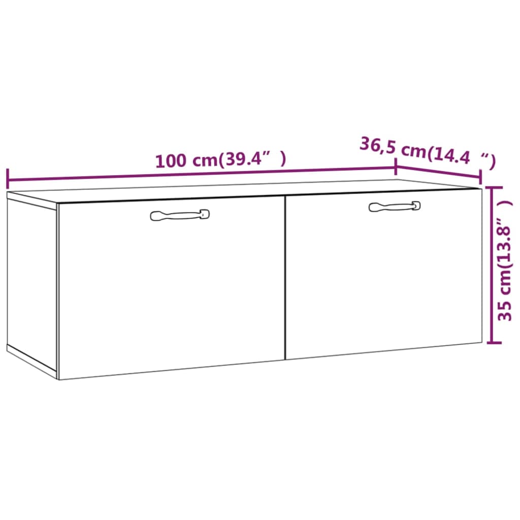 vægskab 100x36,5x35 cm konstrueret træ betongrå