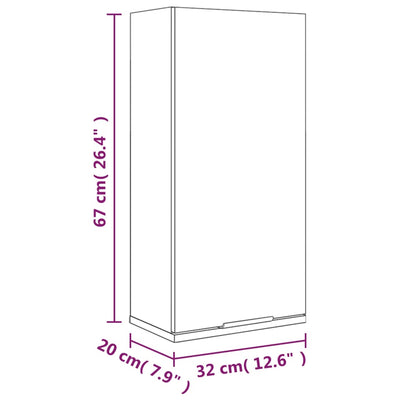 væghængt badeværelsesskab 32x20x67 cm røget egetræsfinish