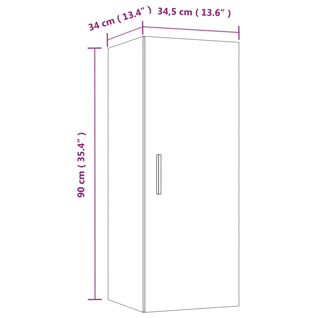 vægskab 34,5x34x90 cm konstrueret træ røget egetræsfarve