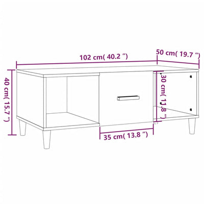 sofabord 102x50x40 cm konstrueret træ røget egetræsfarve