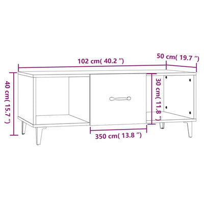 sofabord 102x50x40 cm konstrueret træ røget egetræsfarve