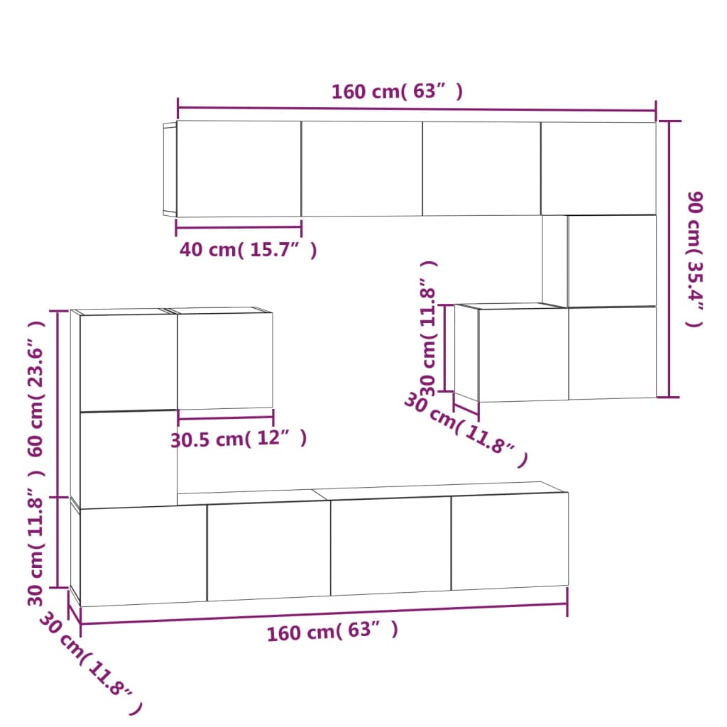 væghængt tv-bord 37x37x72 cm konstrueret træ sonoma-eg