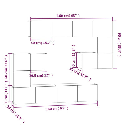 væghængt tv-bord 37x37x72 cm konstrueret træ sonoma-eg