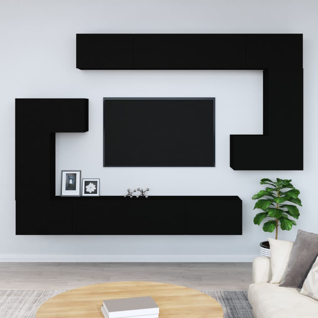 væghængt tv-bord 37x37x72 cm konstrueret træ sort