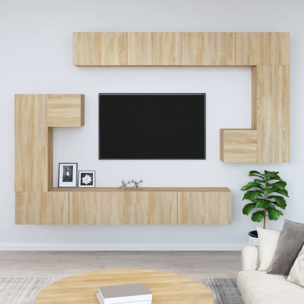 væghængt tv-bord 37x37x72 cm konstrueret træ sonoma-eg