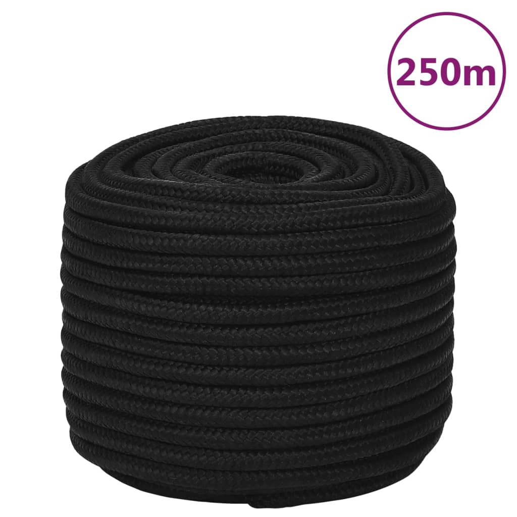 arbejdsreb 12 mm 250 m polyester sort