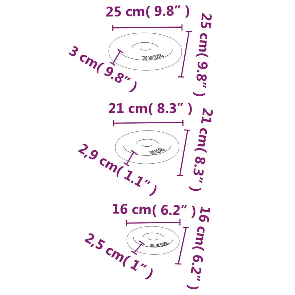 vægtskiver 6 stk. 30 kg støbejern