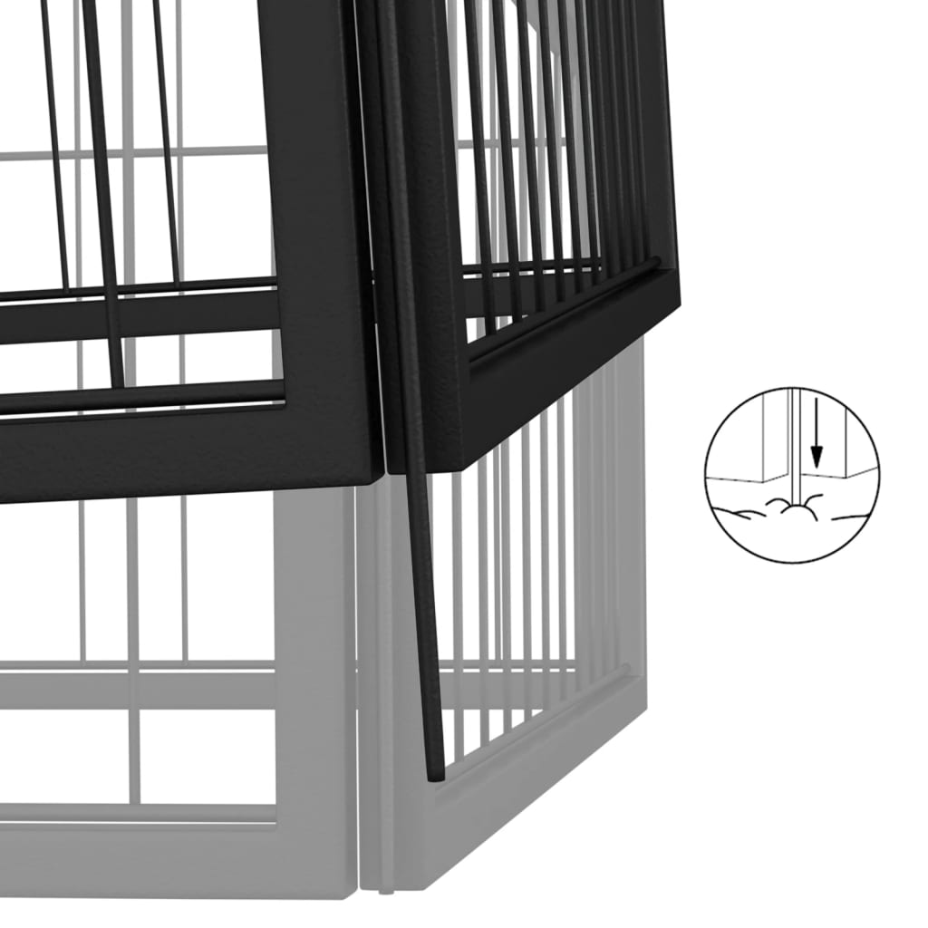 20-panels hundegård 100x50 cm pulverlakeret stål sort