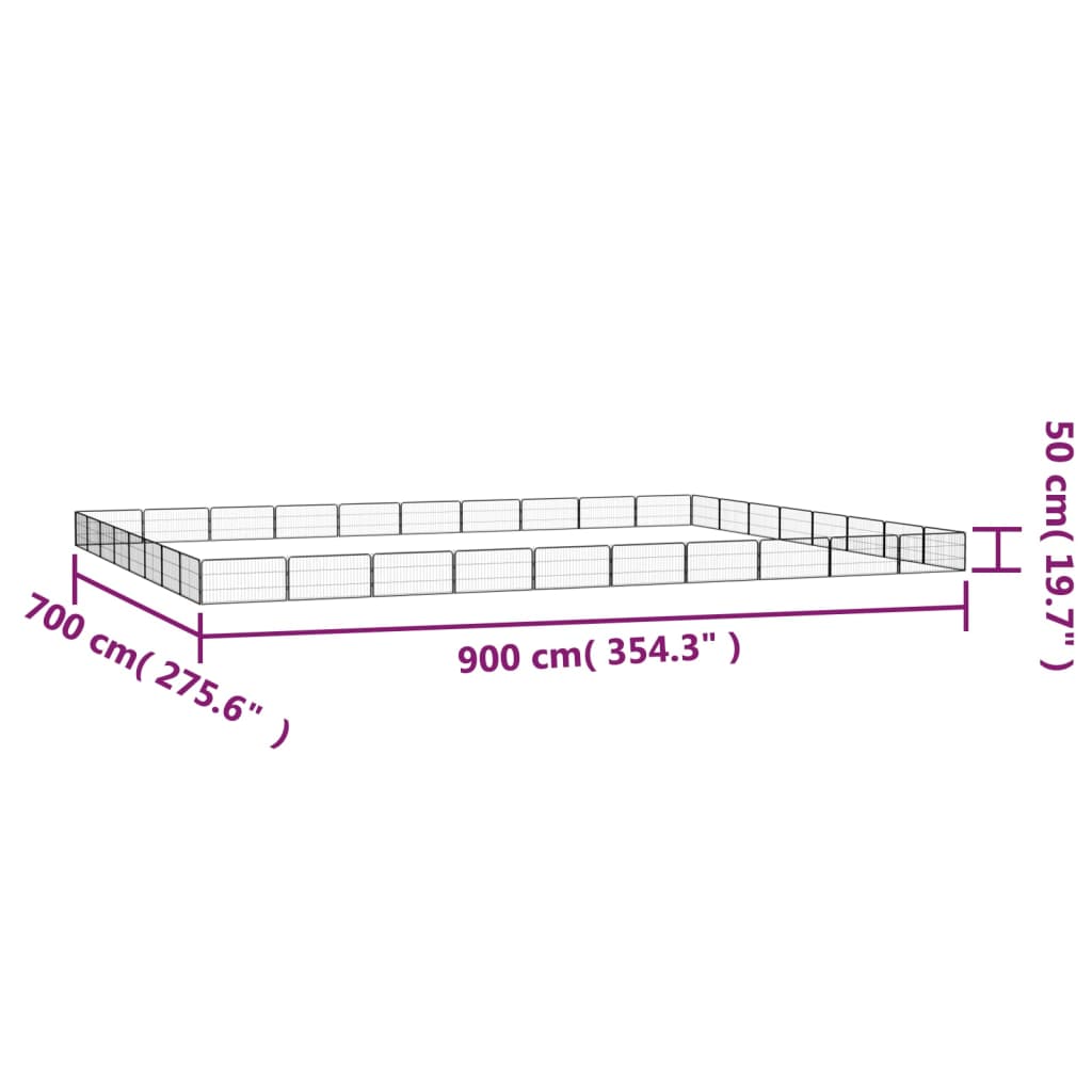 32-panels hundegård 100x50 cm pulverlakeret stål sort