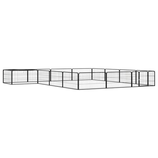 16-panels hundegård 100x50 cm pulverlakeret stål sort