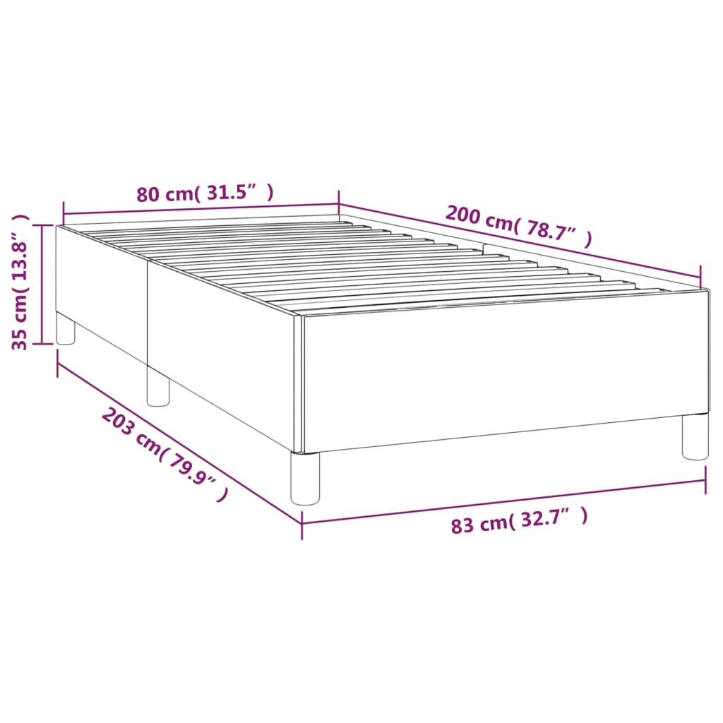 Sengeramme uden madras Mørkegrå 80x200 cm Fløjl