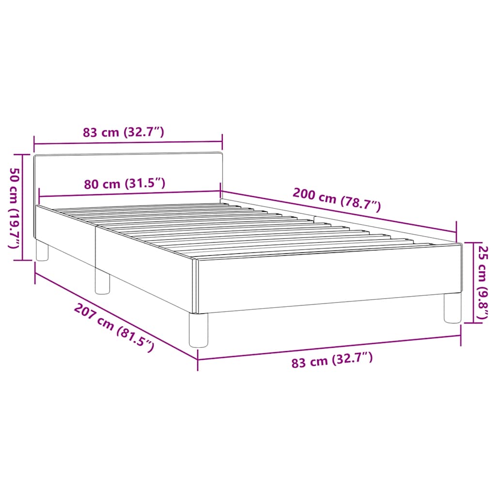 Sengeramme uden madras Lysegrå 80x200 cm Stof