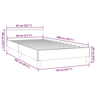 Sengeramme med hovedgærde uden madras Blå 80x200 cm Stof