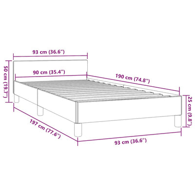 Sengeramme med hovedgærde uden madras Sort 90x190 cm Stof