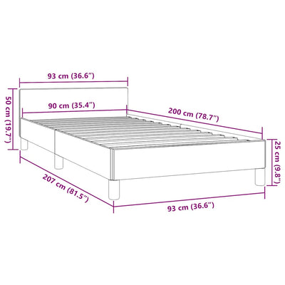 Sengeramme med hovedgærde uden madras Blå 90x200 cm Stof