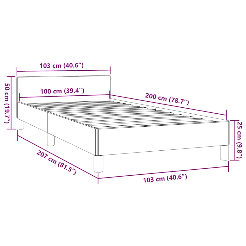 Sengeramme uden madras Mørkebrun 100x200 cm Stof