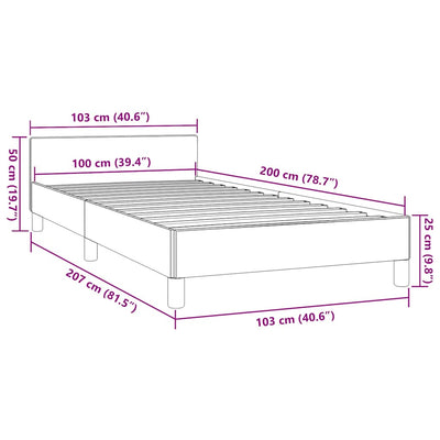 Sengeramme med hovedgærde uden madras Blå 100x200 cm Stof