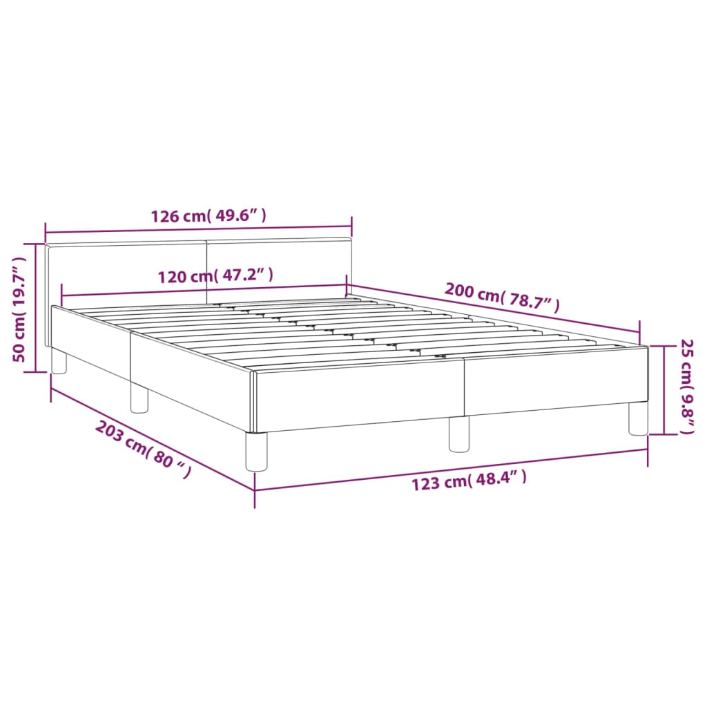 Sengeramme uden madras Sort 120x200 cm Stof