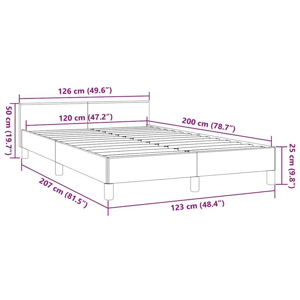 Sengeramme med hovedgærde uden madras Blå 120x200 cm Stof