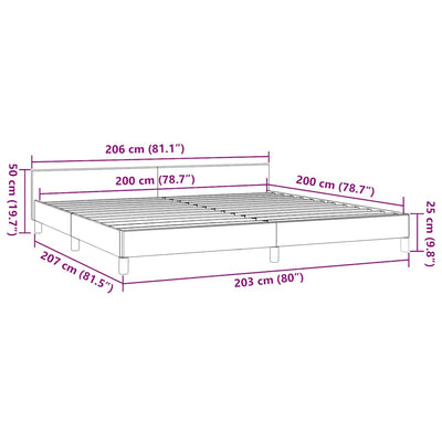 Sengeramme med hovedgærde uden madras Blå 200x200 cm Stof