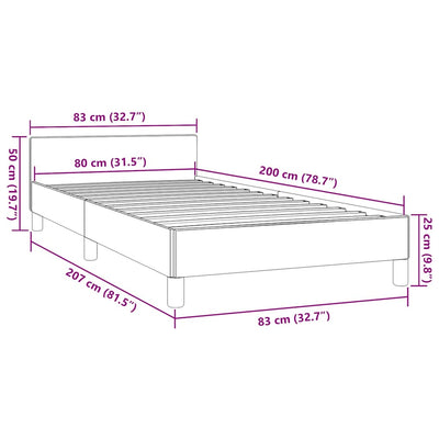 Sengeramme med hovedgærde uden madras Cappuccino 80x200 cm