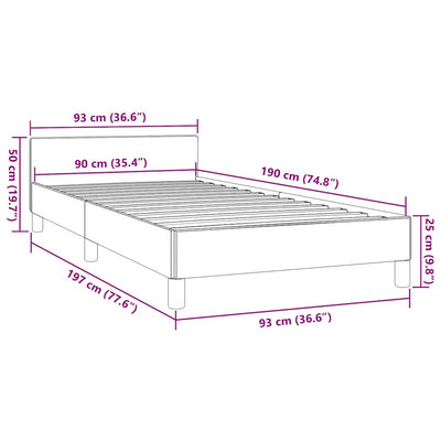 Sengeramme med hovedgærde uden madras Creme 90x190 cm