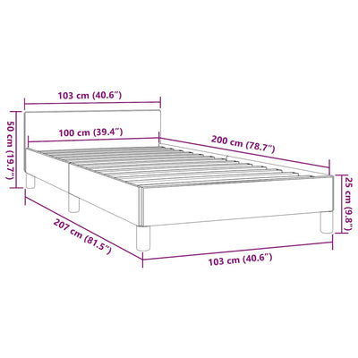 Sengeramme med hovedgærde uden madras Cappuccino 100x200 cm