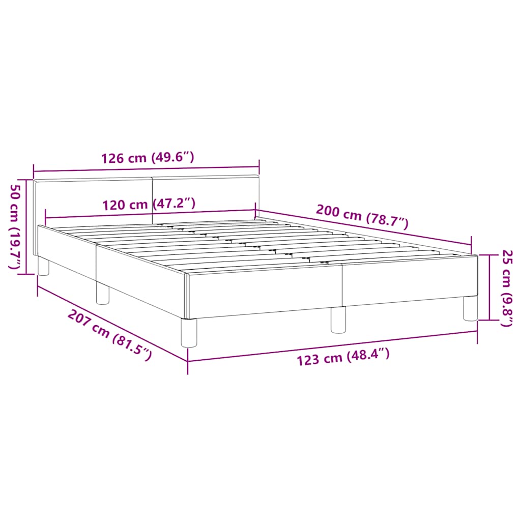 Sengeramme med hovedgærde uden madras Creme 120x200 cm