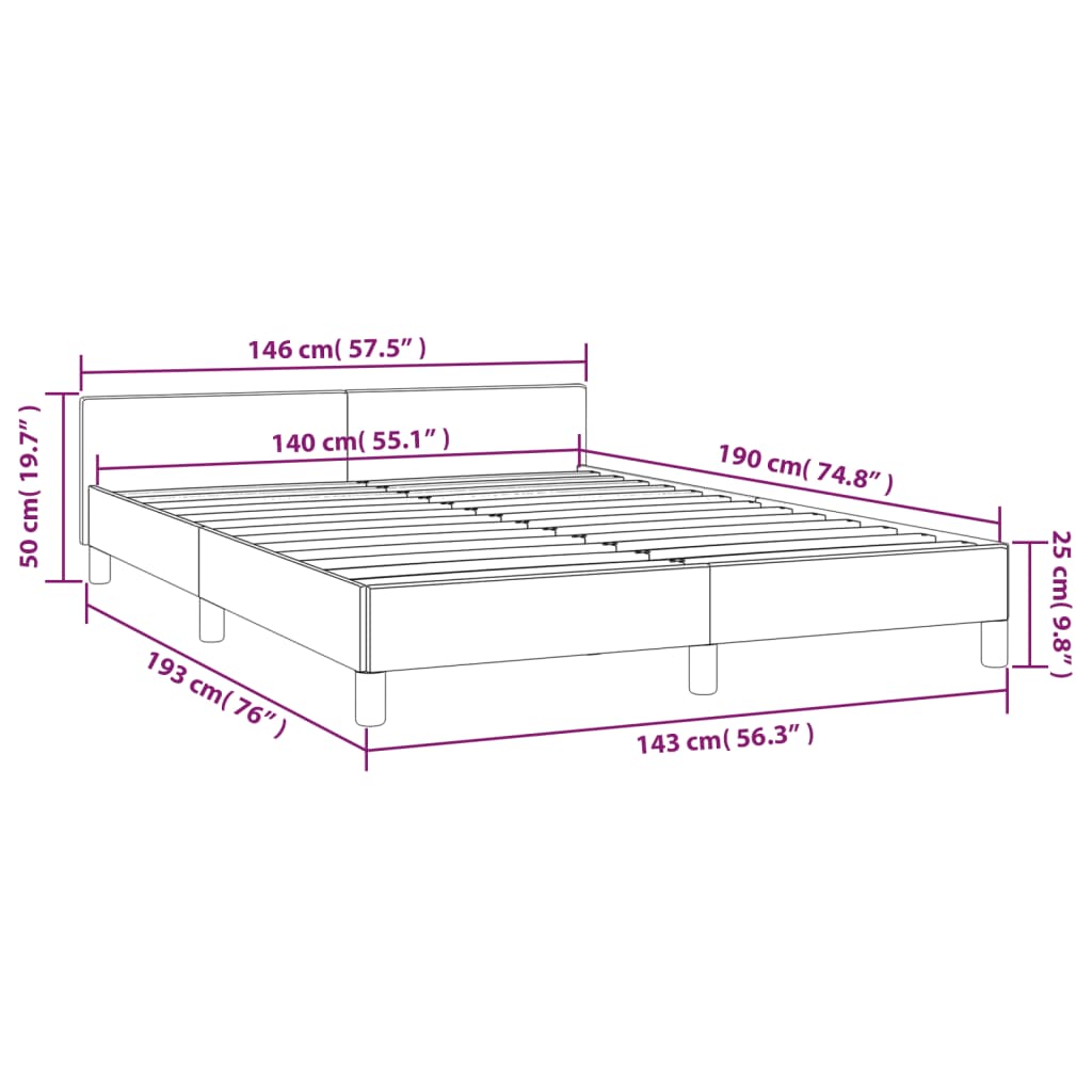 Sengeramme med hovedgærde uden madras Hvid 140x190 cm