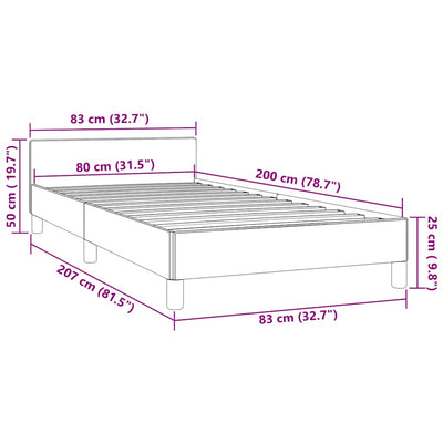 Sengeramme uden madras Mørkegrå 80x200 cm Fløjl