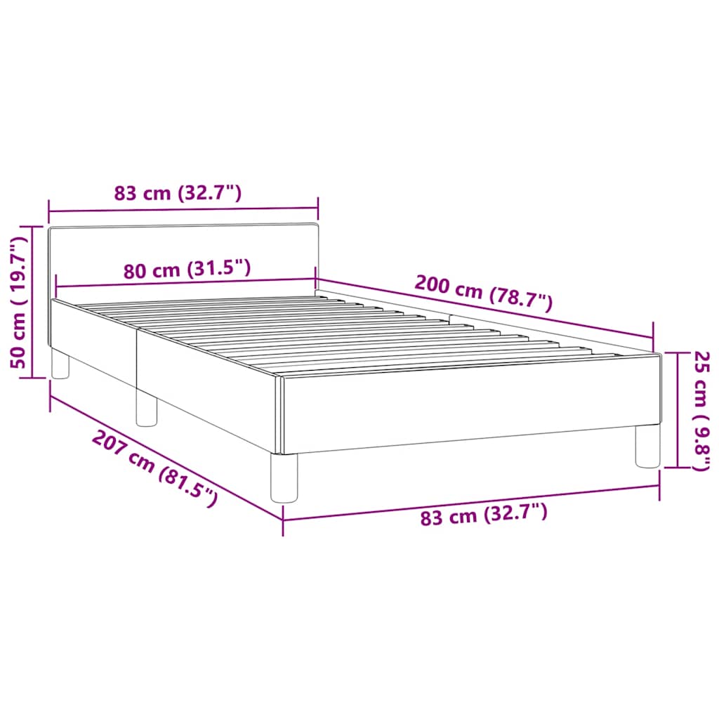 Sengeramme uden madras Mørkeblå 80x200 cm Fløjl