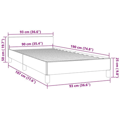 Sengeramme med hovedgærde uden madras Sort 90x190 cm Fløjl