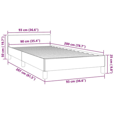 Sengeramme uden madras Lysegrå 90x200 cm Fløjl