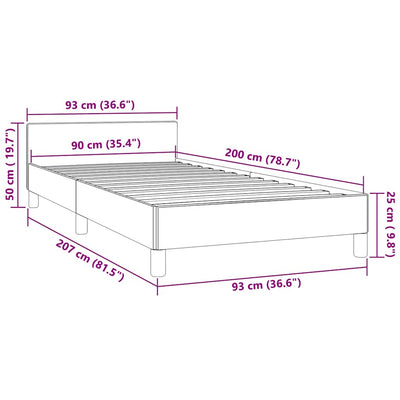 Sengeramme uden madras Mørkegrå 90x200 cm Fløjl