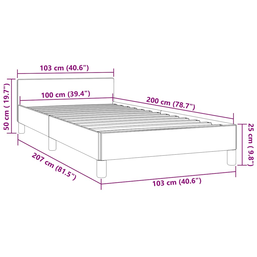 Sengeramme uden madras Lysegrå 100x200 cm Fløjl