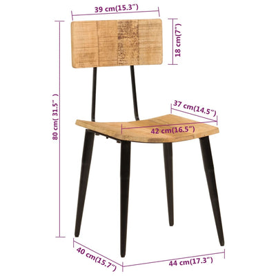 spisebordsstole 2 stk. 44x40x80 cm massivt mangotræ