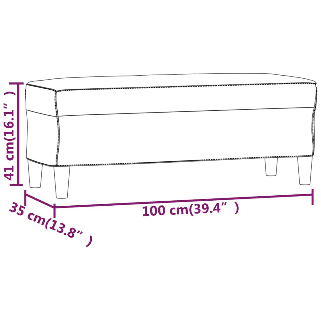 bænk 100x35x41 cm stof cremefarvet