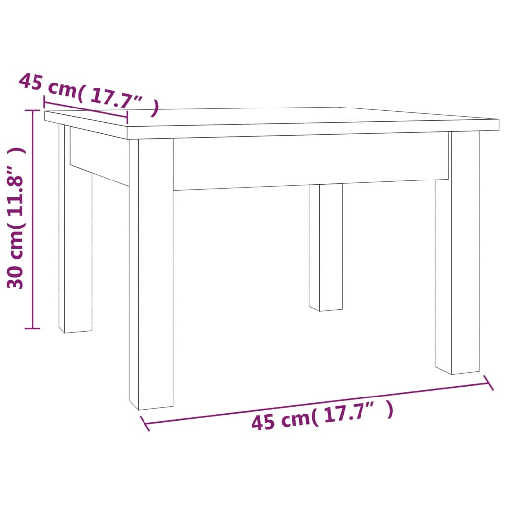 sofabord 45x45x30 cm massivt fyrretræ grå