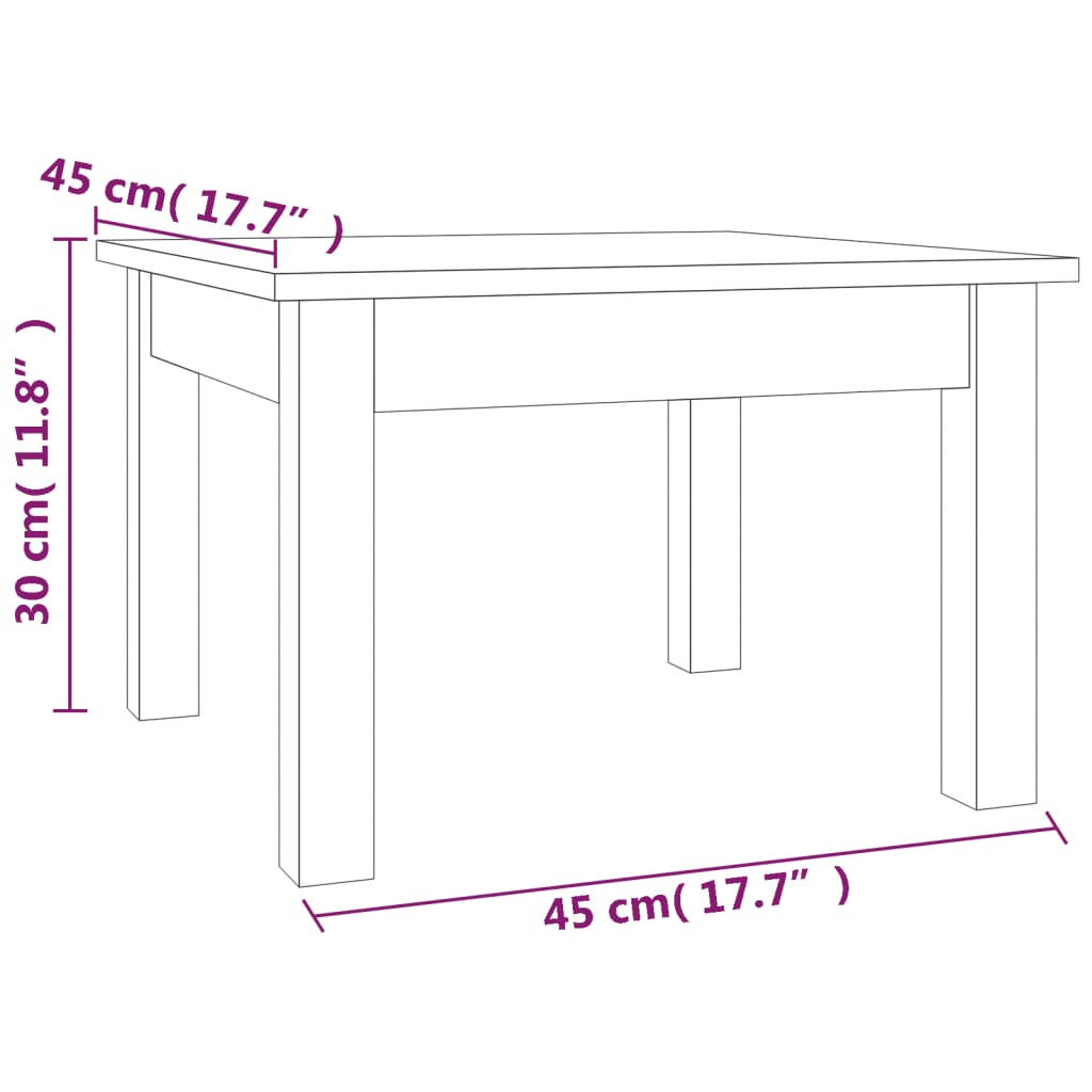 sofabord 45x45x30 cm massivt fyrretræ gyldenbrun