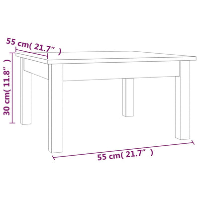 sofabord 55x55x30 cm massivt fyrretræ hvid