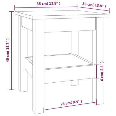 sofabord 35x35x40 cm massivt fyrretræ hvid