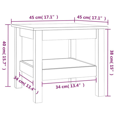 sofabord 45x45x40 cm massivt fyrretræ