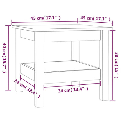 sofabord 45x45x40 cm massivt fyrretræ hvid