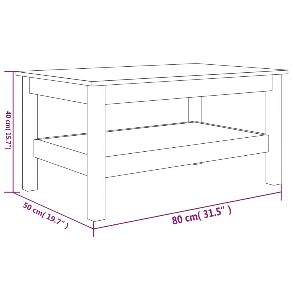 sofabord 80x50x40 cm massivt fyrretræ