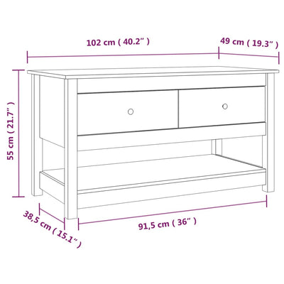 sofabord 102x49x55 cm massivt fyrretræ grå